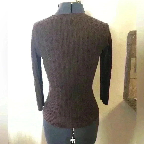 Y2K GAP stretch brown 3/4 sleeve braided cotton knit top Women Medium - Picture 3 of 9